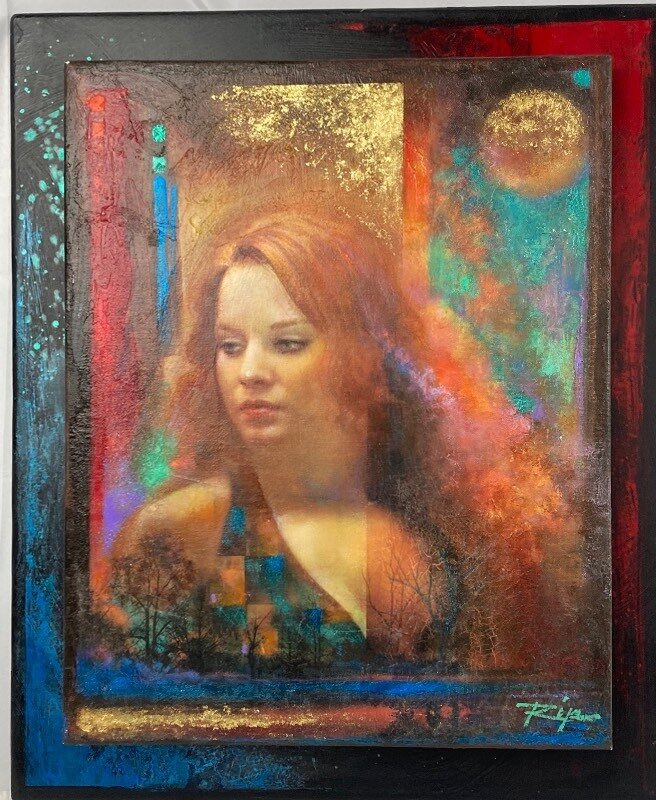 Rip (Euripides) Kastarsis: Girl with Red-Blonde Hair Signed Oil Painting on Boards