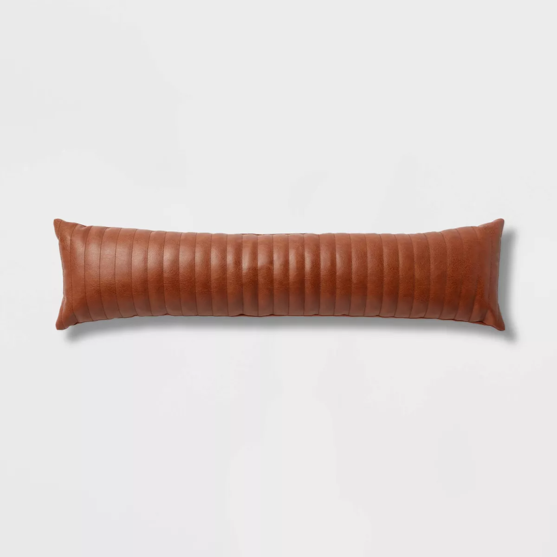 Set of 2- Lumbar Faux Leather Channel Stitch Decorative Throw Pillow - Threshold™