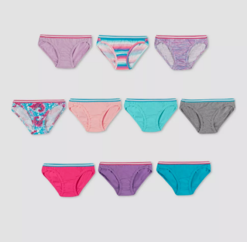 Set of 2- Size 14- Hanes Girls Sparkle Bikinis 10-Pack, Assorted