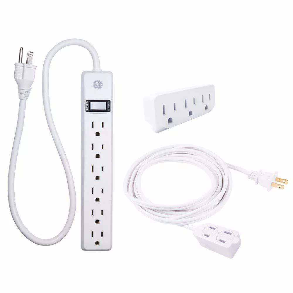 GE 6' Power Pack Outlet Strip/3 Outlet Extension Cord Wall Adapter(open box)