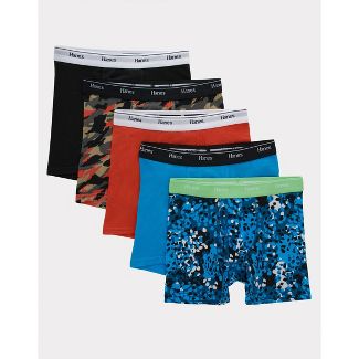 set of 2- Size Large Hanes Boys' 5pk Originals Printed Boxer Briefs - Blue/Black