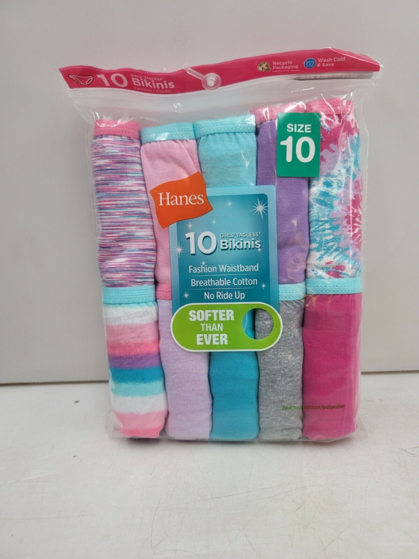 Set of 2- Hanes Girls' 10 pack Sporty Bikini ~ Size 10