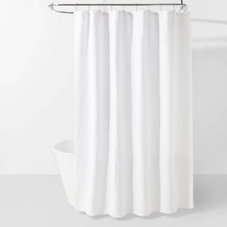 Matelasse Medallion Shower Curtain White - Threshold™(open package/box damaged)