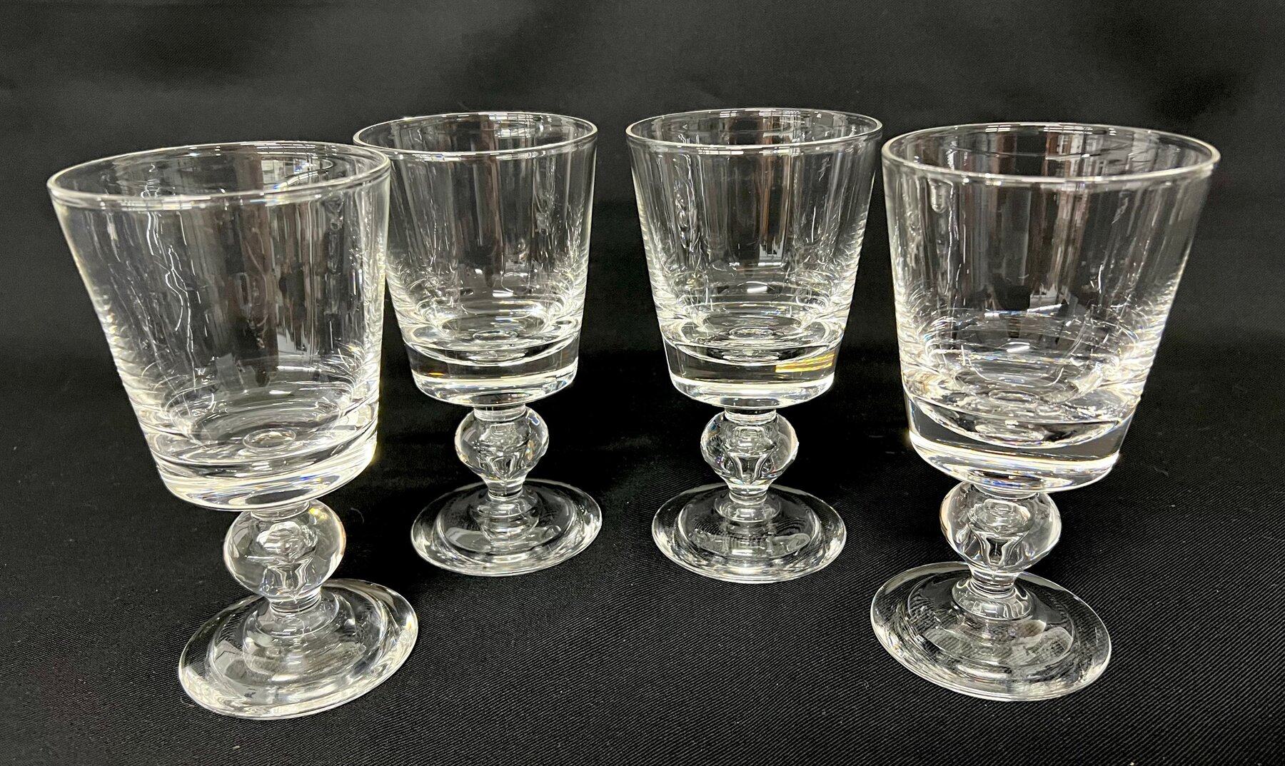 Set of 4 Signed Steuben Baluster Stem 6.5" Water Glasses, Pattern 7926