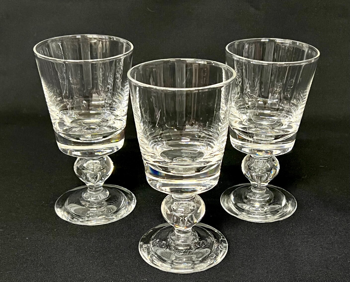 Set of 3 Signed Steuben Baluster Stem 6.5" Water Glasses, Pattern 7926