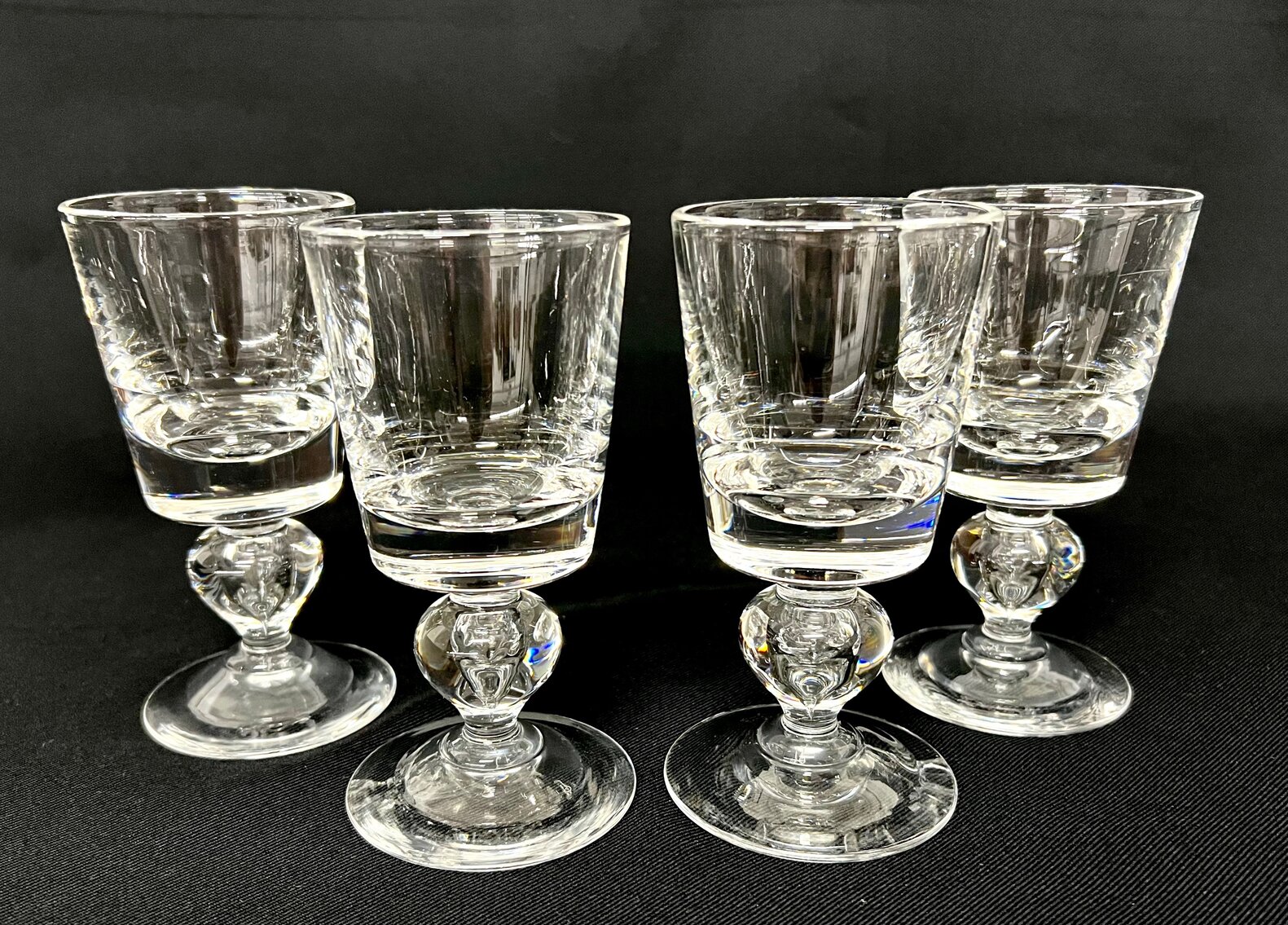 Set of 4 Signed Steuben Baluster Stem 5.5" Claret Wine Glasses, Pattern 7926