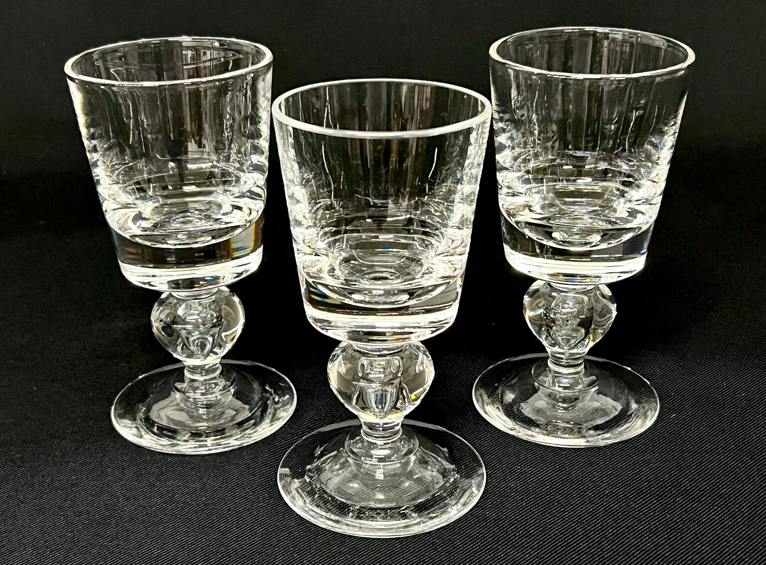 Set of 3 Signed Steuben Baluster 5.5" Claret Wine Glasses, Pattern 7926