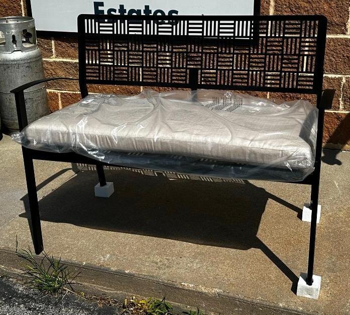 New Century Stick Bench No. 930004ST - Wrought Iron w/ Cushion