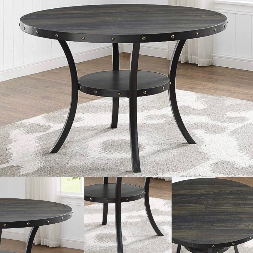 NIB Round Hill Furniture Dining Table Item No. T162, Brown, 48in D x 48in W x 31in H