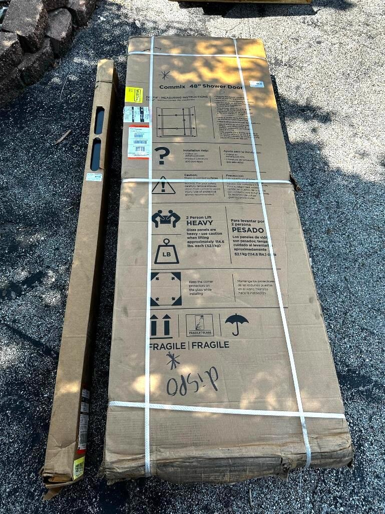 Delta Commix 48in Shower Door - 48in x 76in Exposed Roller Shower Door SDES848-MB-R w/ (cont.)