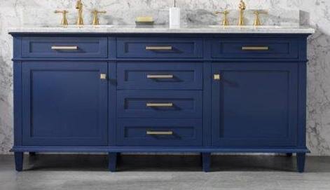 Legion Furniture Bathroom Vanity No. WLF2272-B 72in W x 22in D x 34in H Navy Blue Finish