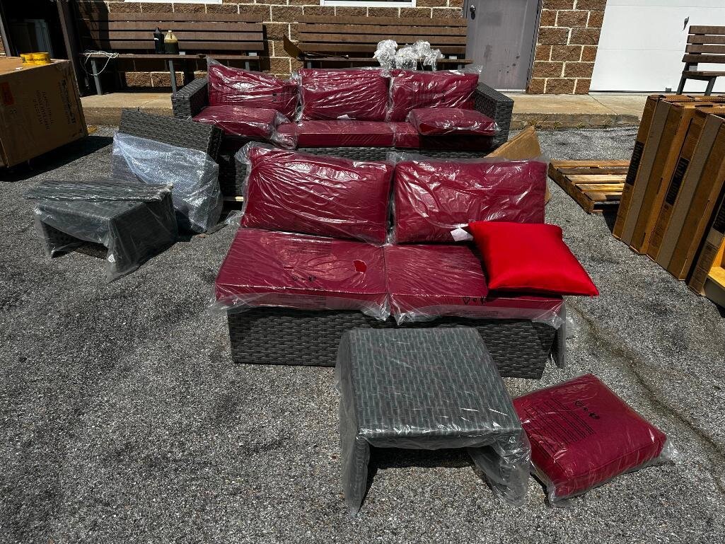 New Out of Box - All-Weather Wicker Patio Furniture, Couch, Sofa, Coffee Table, Ottomans