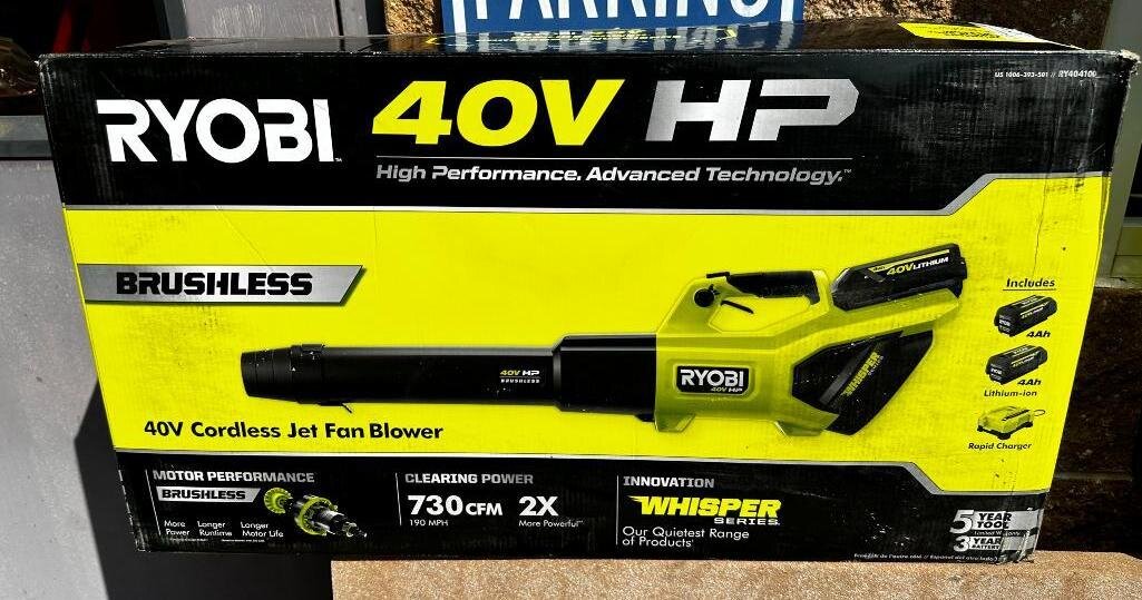 NIB Ryobi 40V HP Brushless Cordless Jet Fan Blower, New in Box w/ Battery & Charger
