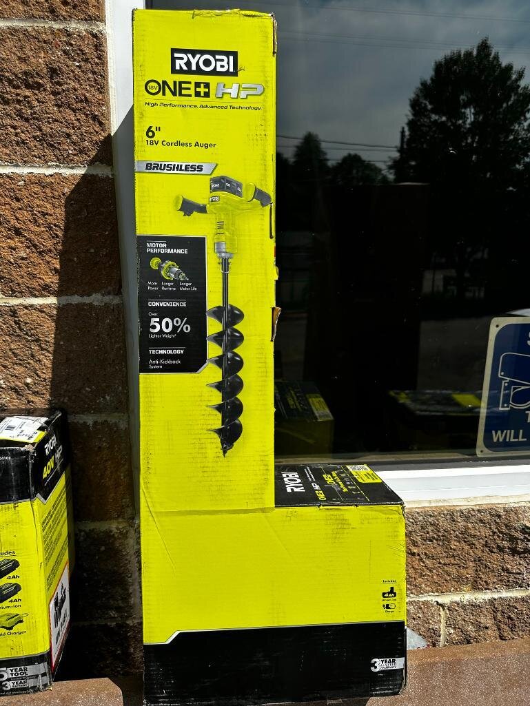 NIB Ryobi One+HD 6in 18v Cordless Auger w/ Battery & Charger