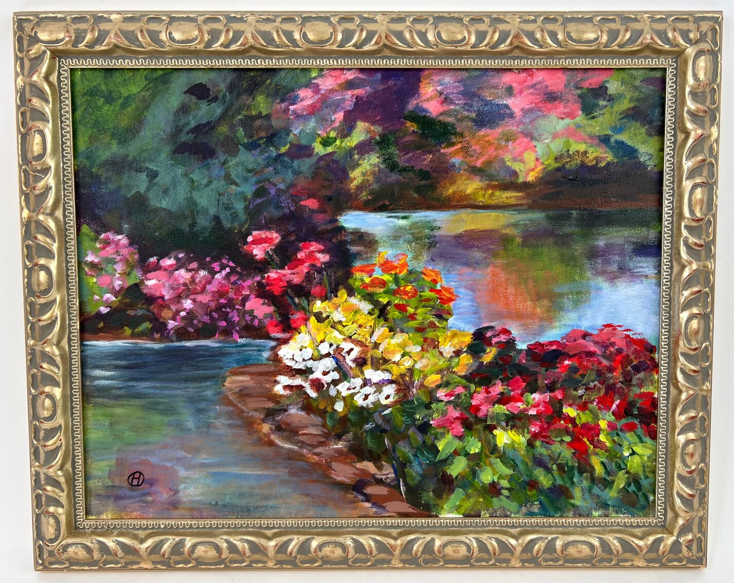 Helen Obligado: Framed Signed Original Floral Landscape - Oil-on-Canvas 2005