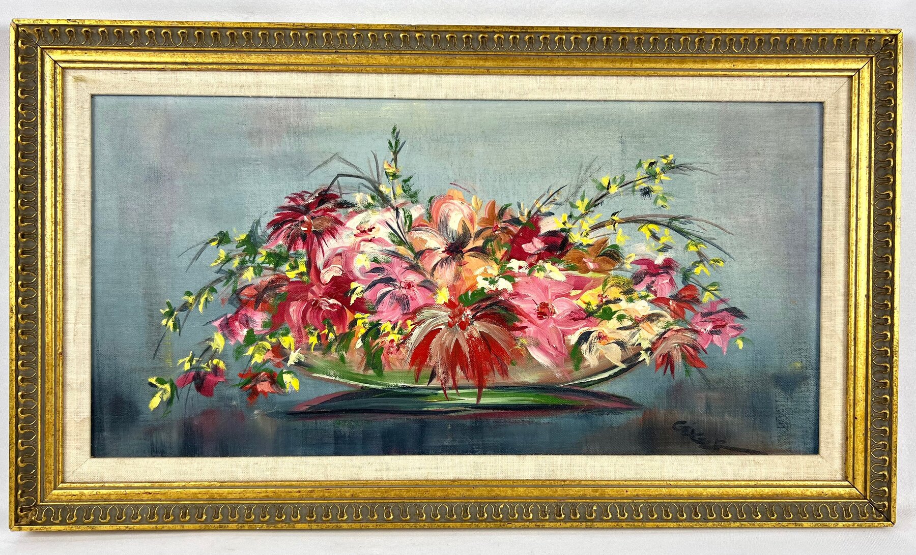 Signed Framed Original Oil - Impressionistic Floral Still Life