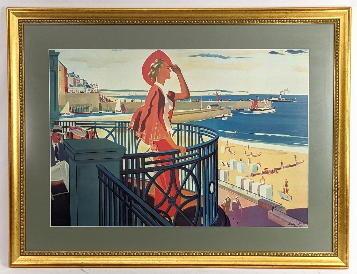 Andrew Johnson: "Bridlington Beach" Framed Art Deco Print