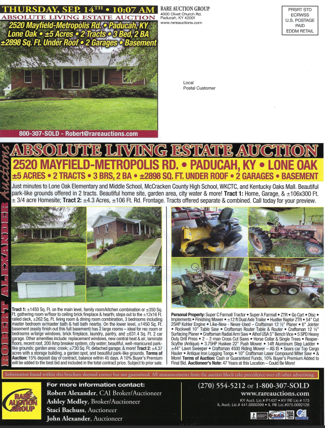 Image for ABSOLUTE LIVING ESTATE AUCTION - MAYFIELD-METROPOLIS RD, PADUCAH KY