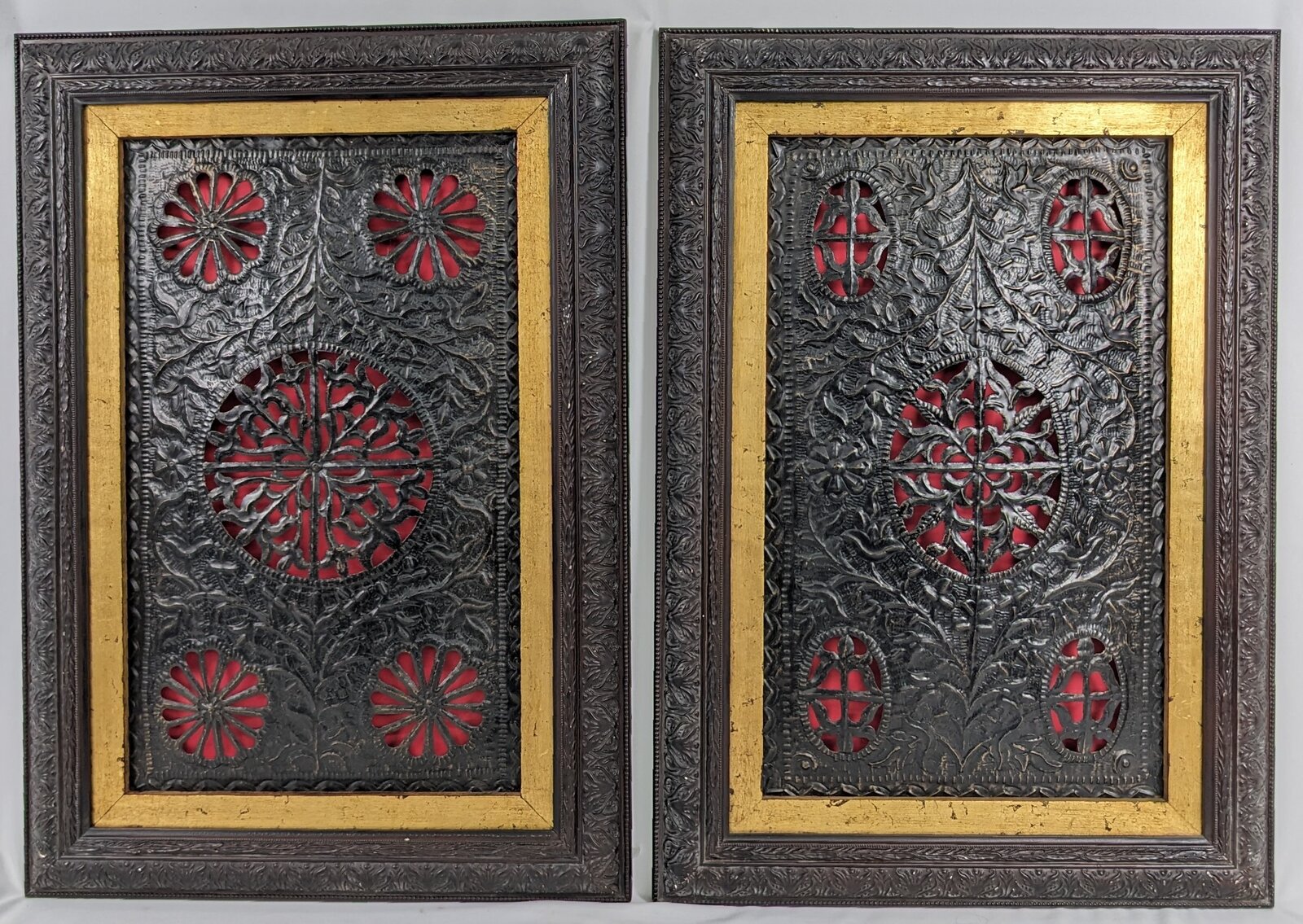 Two John-Richard Embossed Tin Wall Hangings from India