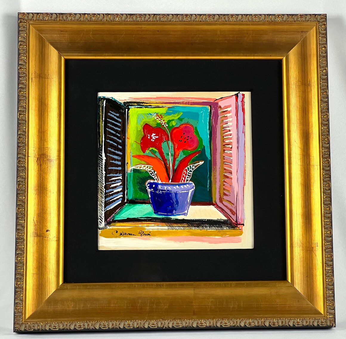 Calman Shemi: "Day After Day" Framed Signed Embellished Serigraph on Canvas
