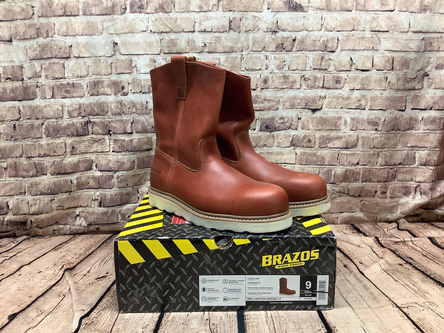 Mens 9 Brazos Wellington Wedge CT 