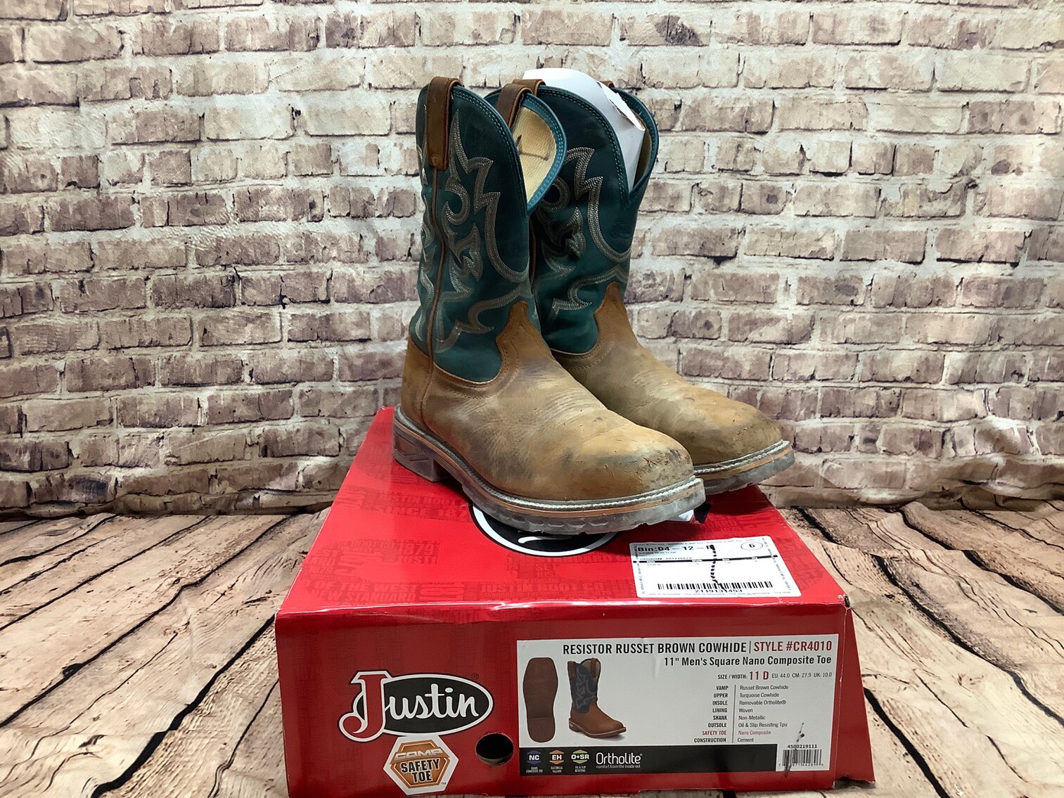 Mens 11 Justin Mens Square Nano Composite Toe 