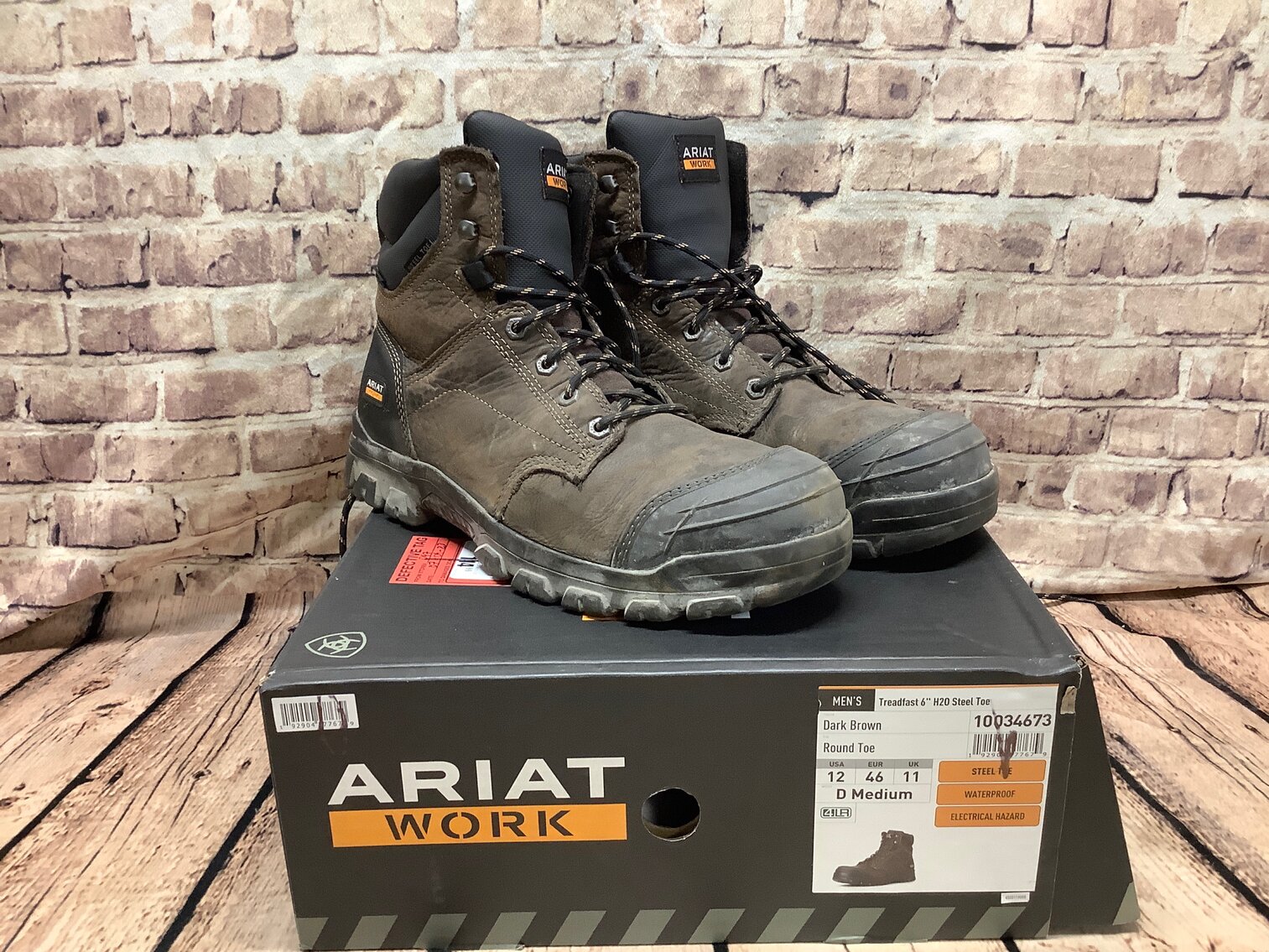 Mens 12 Ariat Work Treadfast 6in H20 Steel Toe 