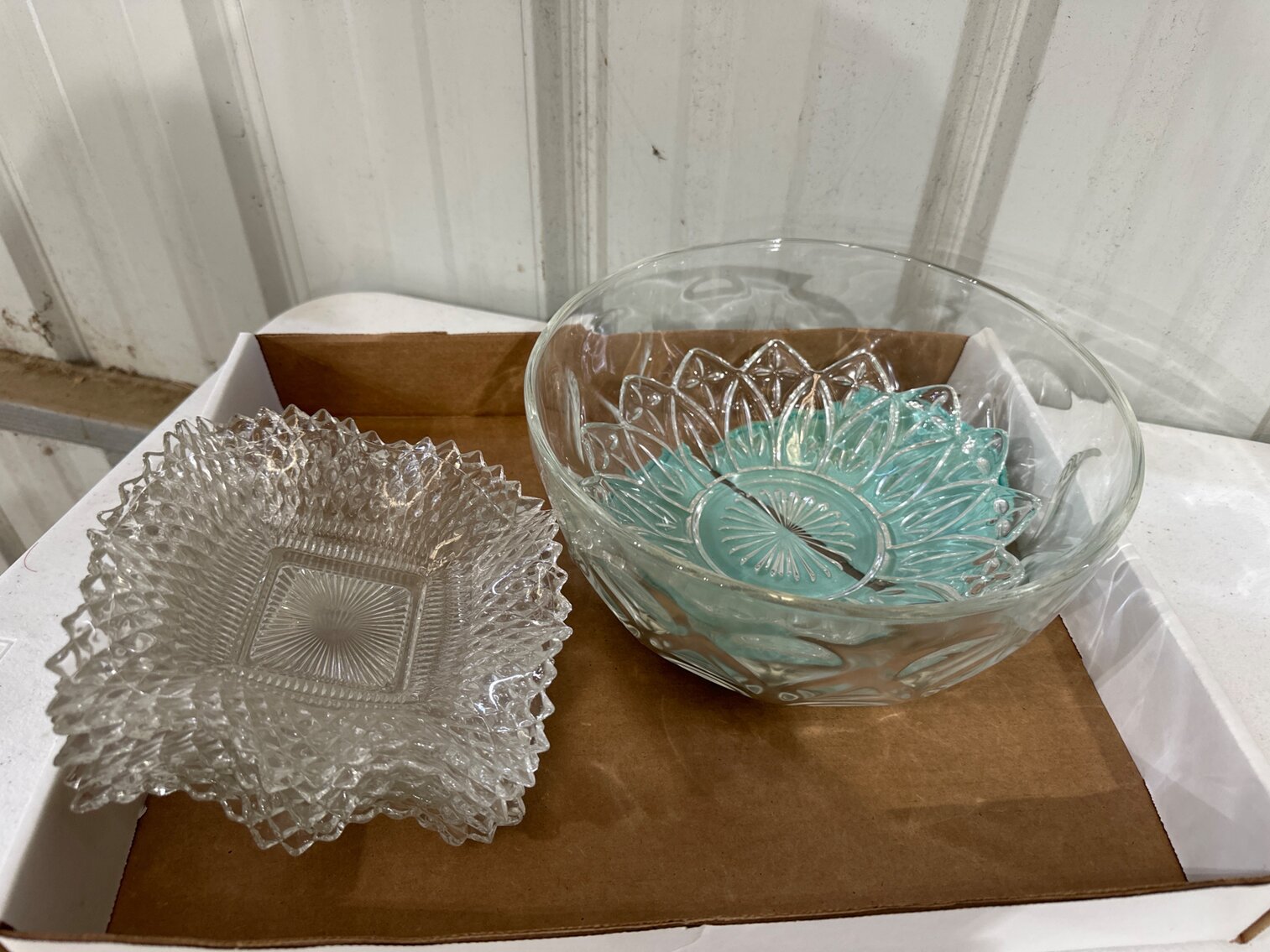 Glass Bowl and Dishes