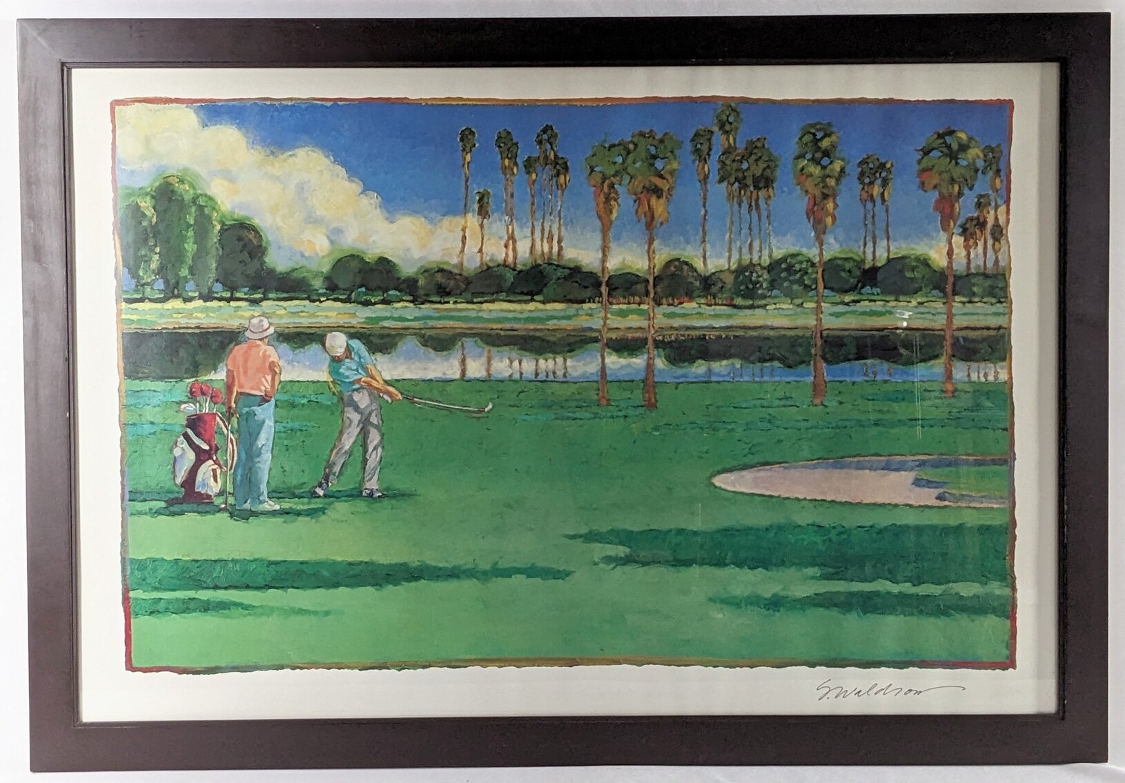 Sarah Waldron: Golfers on a Course Framed Art Print