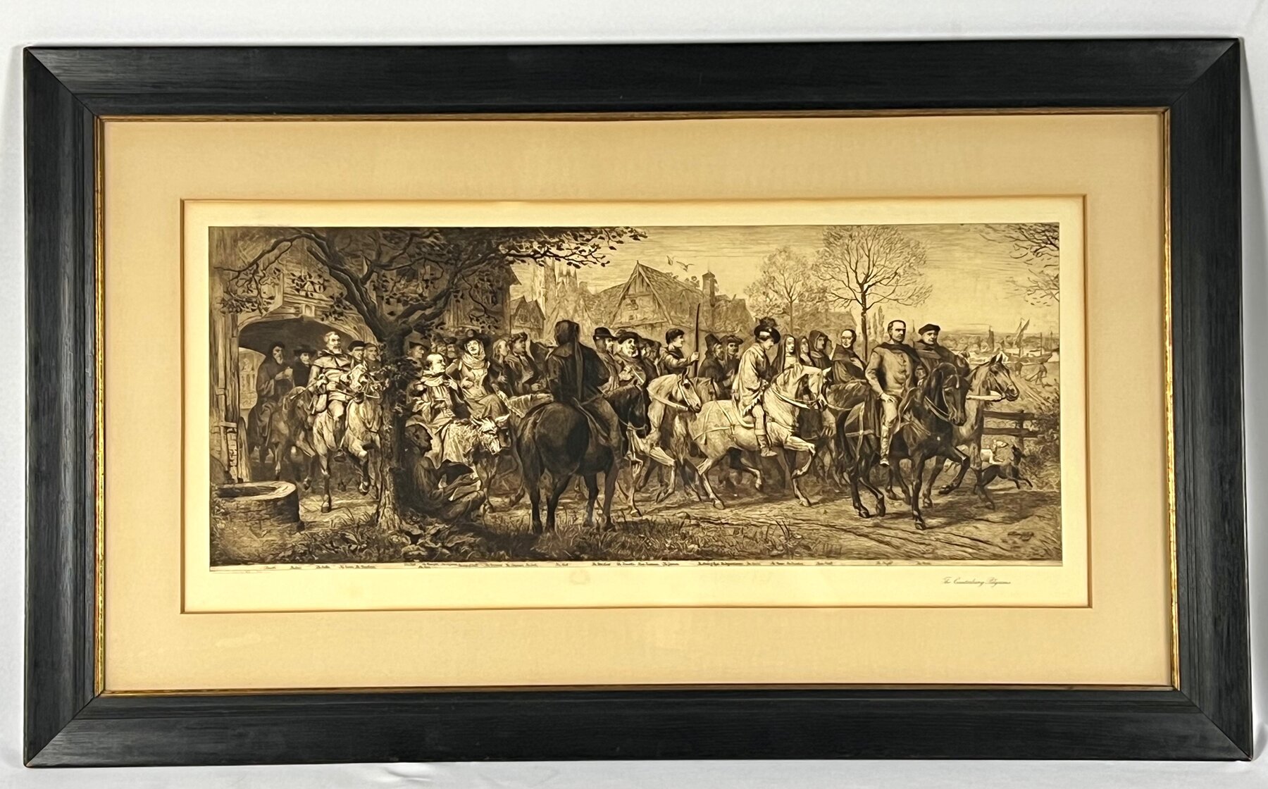 Wm. Hole: "The Canterbury Pilgrims" Large Antique Folio Etching 1888, Framed 50" x 29.5"