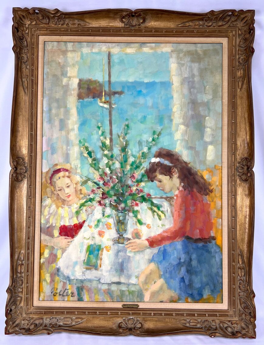 Kurt Polter: "Porto S. Stefano" Framed Original Impressionistic Oil on Canvas