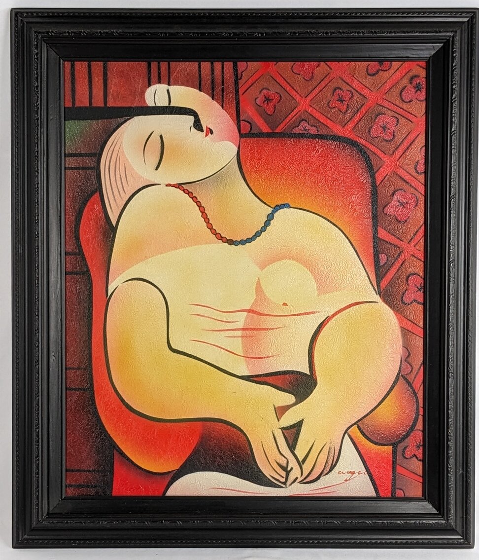Pablo Picasso: " The Dream" Open Canvas Print, Framed