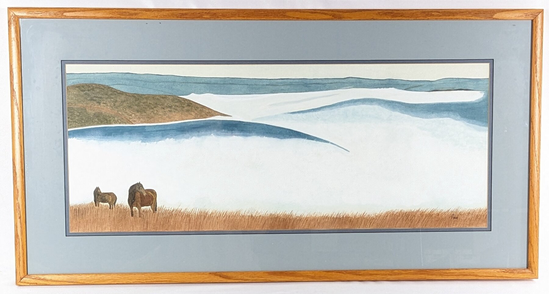 Trish: Original Horses Watercolor, Signed and Framed