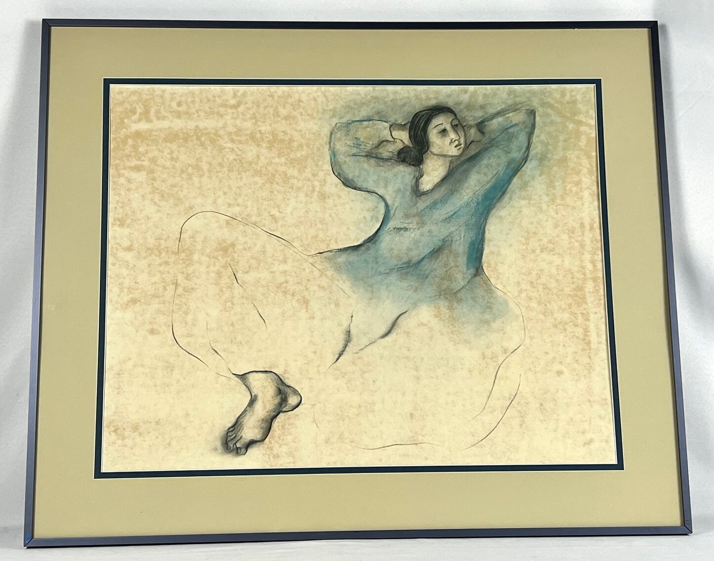 Framed Print: Native Woman in a Blue Smock - In The Style of R.C. Gorman