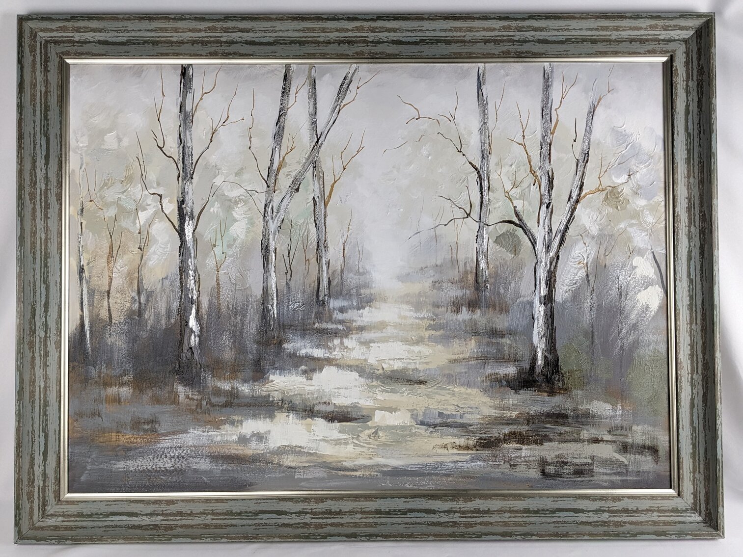 Large Silver Tree Lane Oil Painting, Framed