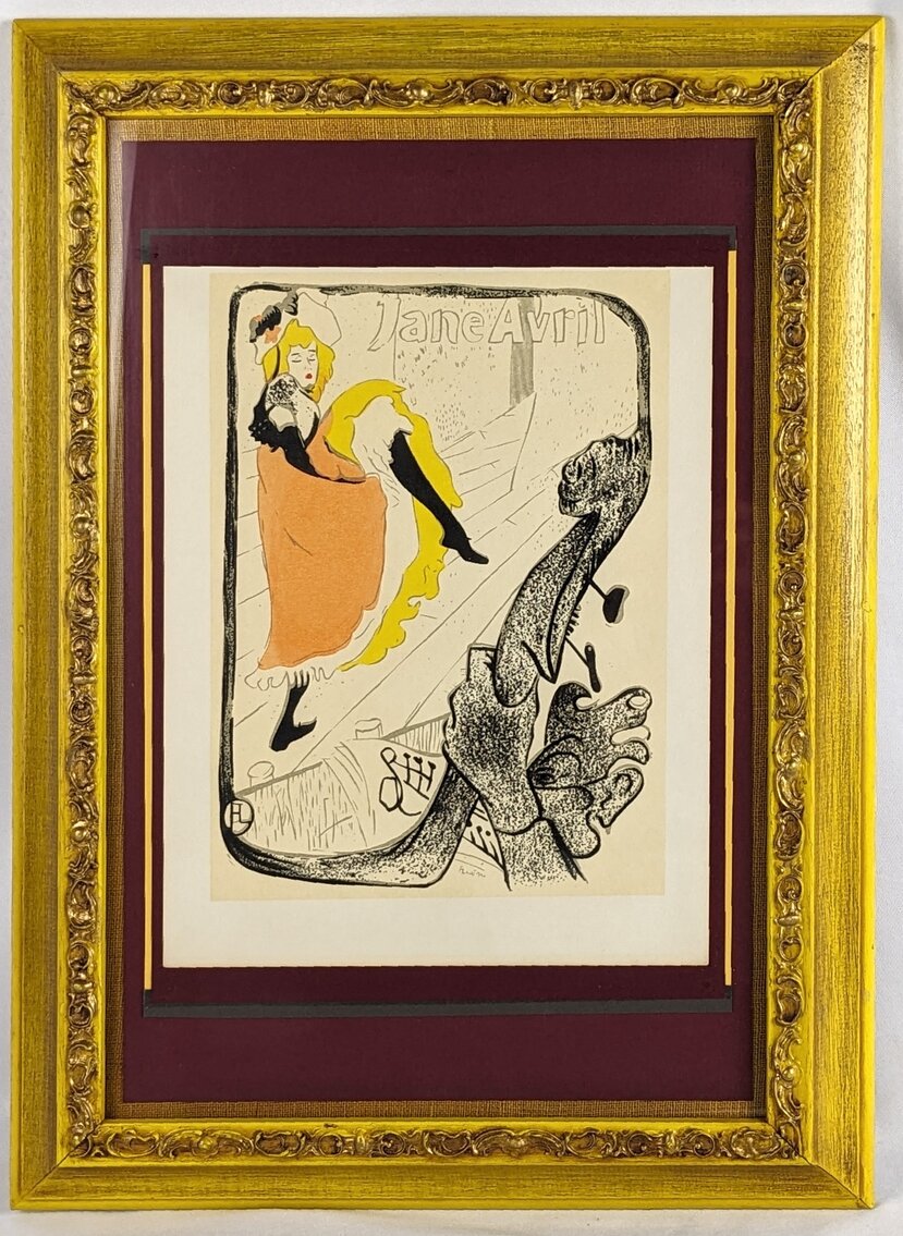 Henri de Toulouse-Lautrec: "Jane Avril - Le Jardin de Paris" Silkscreen Reproduction, Framed