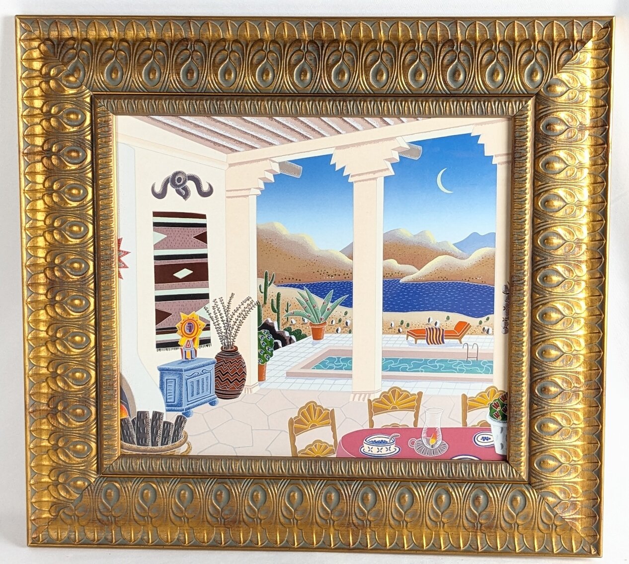 Thomas Frederick McKnight: "Desert Patio"  Serigraph, Framed