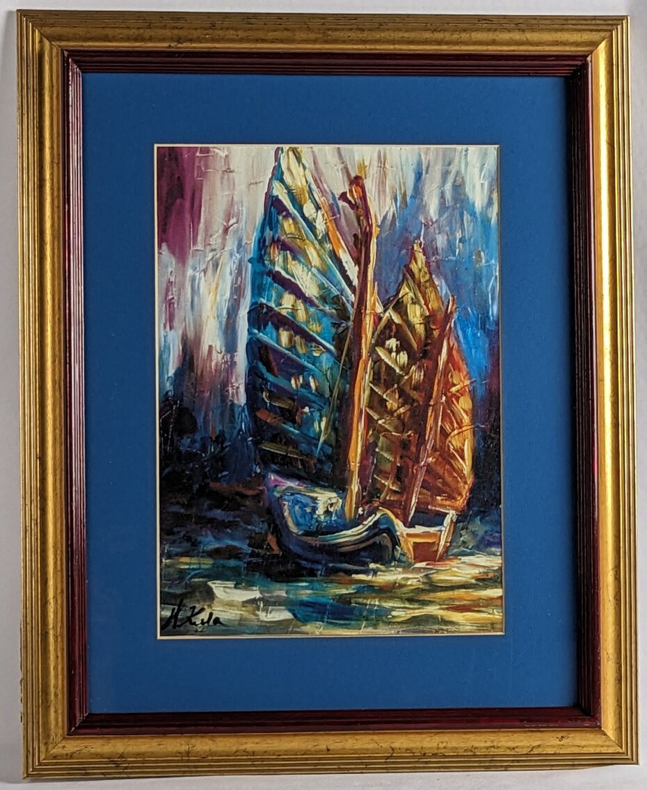 H. Kula: Chinese Junk Boat Framed Prints on Canvas