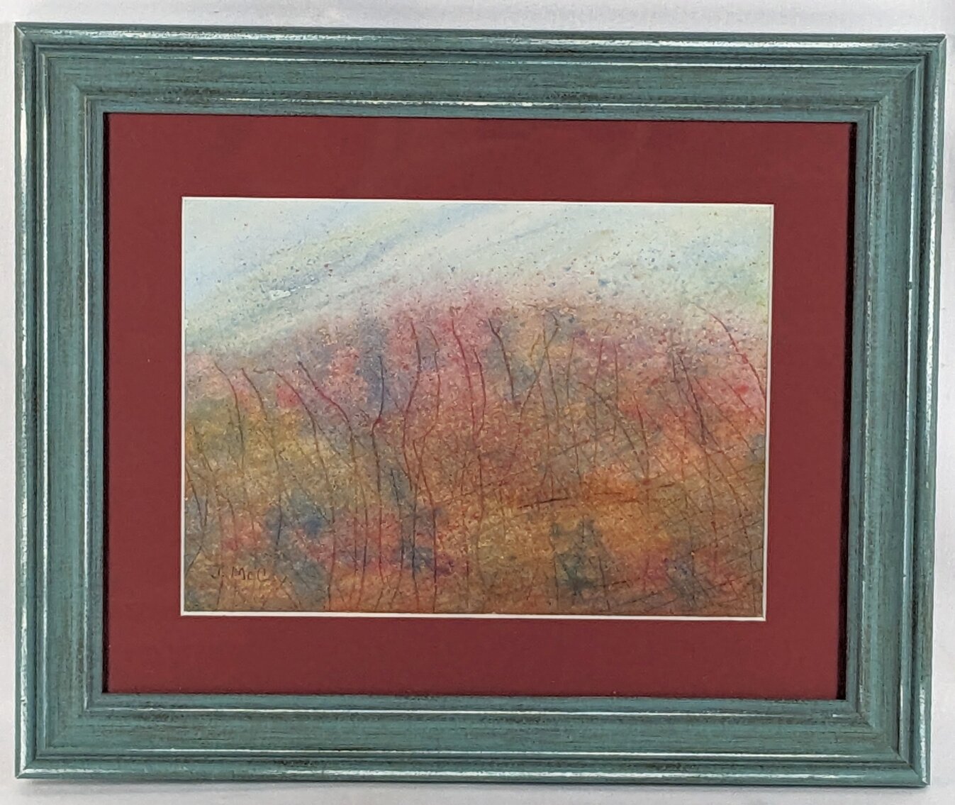 J. McCoy: Signed Watercolor with Salt Effect, Framed