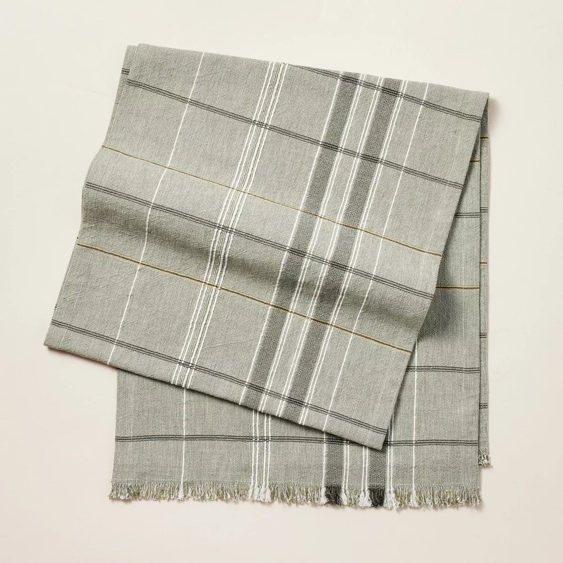 Textured Fall Plaid Woven Table Runner Sage Green - Hearth & Hand™ with Magnolia 20"x90"