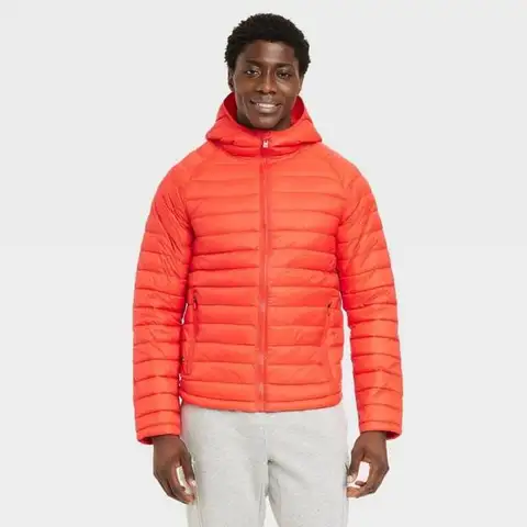 Men's Lightweight Puffer Jacket - All in Motion Red M