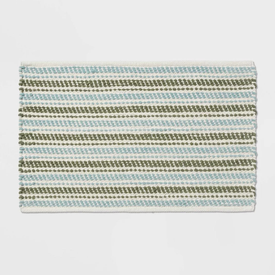 20"x32" Chenille Striped Bath Rug Dark Green - Threshold™