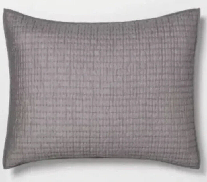 Set of 2- Hearth & Hand Magnolia 2pc Set Standard Sham Texture Stripe Radiant Gray