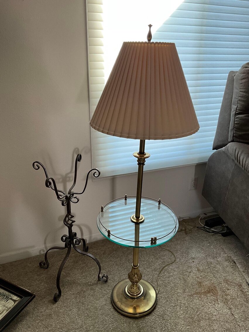 LR- Floor Lamp and Cast Iron Plant Stand