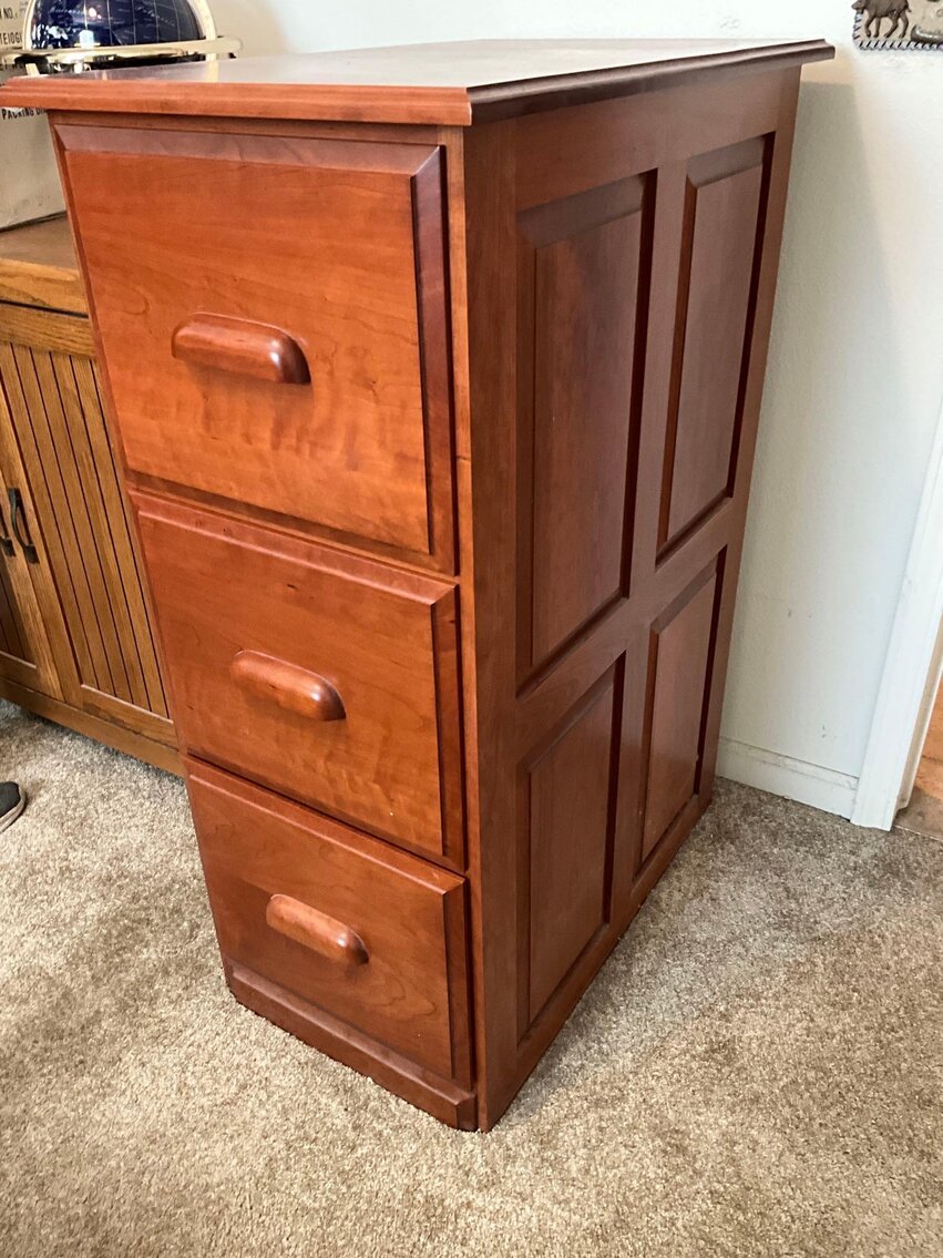 O- Wood (3) Drawer Filing Cabinet