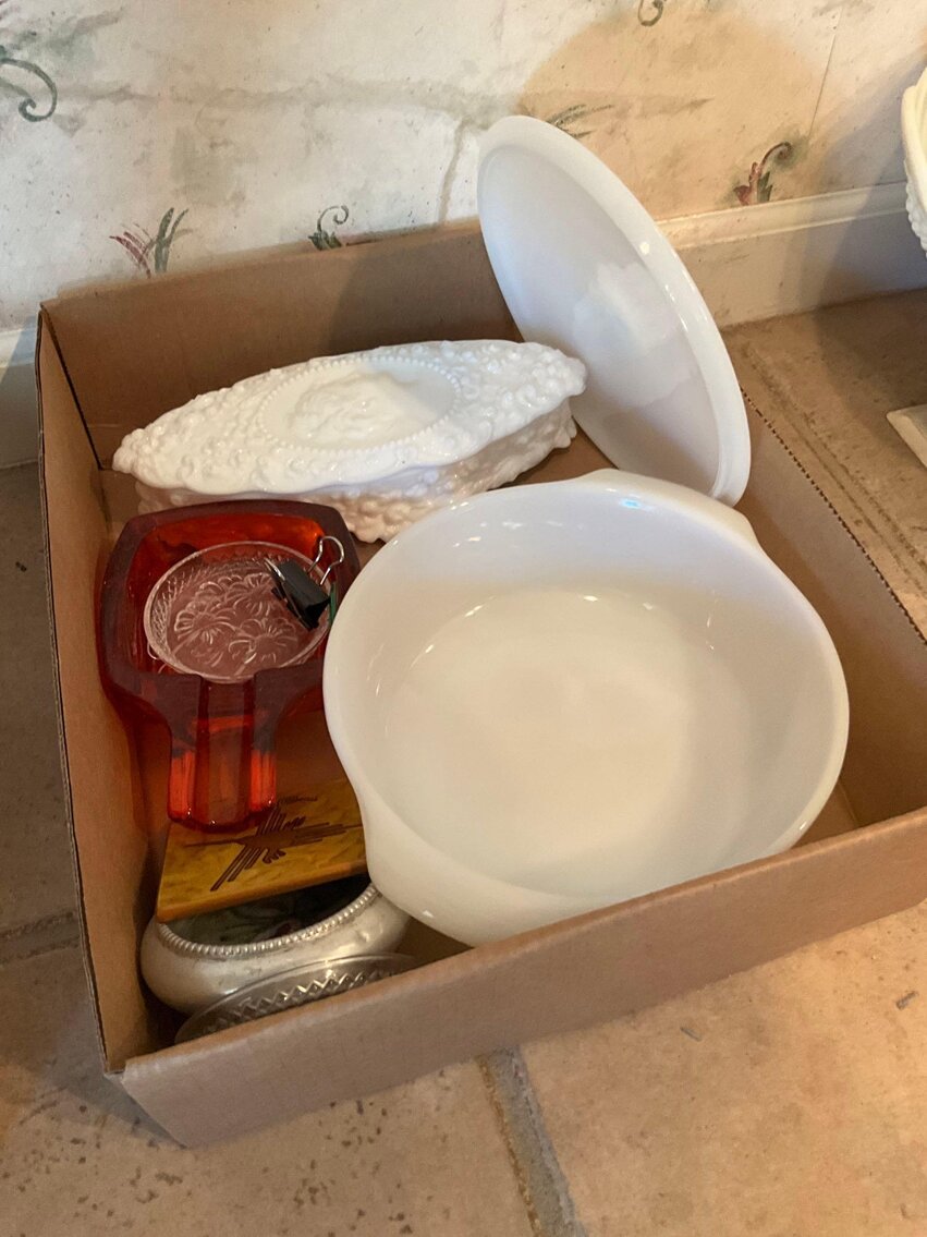K- Fire King Covered Dish and Assorted Items