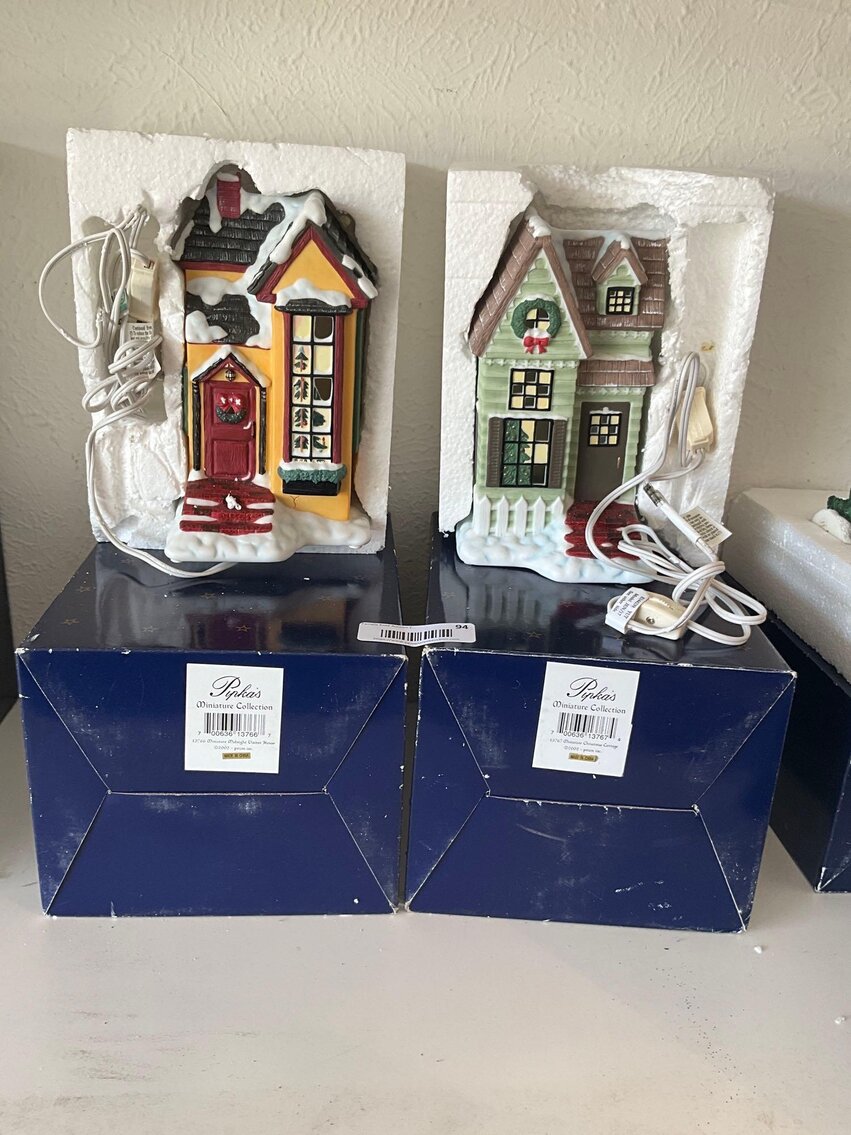 G- (2) Pipka Miniature Collection Christmas Cottage and Visitor House
