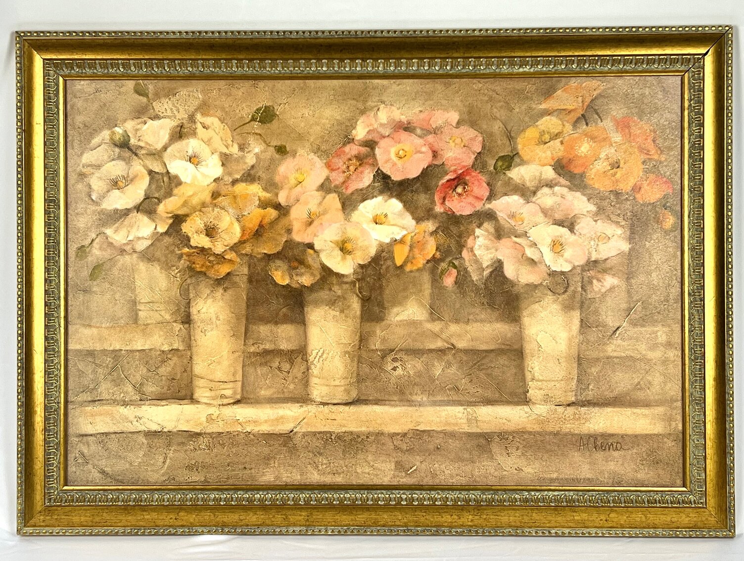 Albena Hristova: "Flower Market" Framed Art Print on Canvas Board