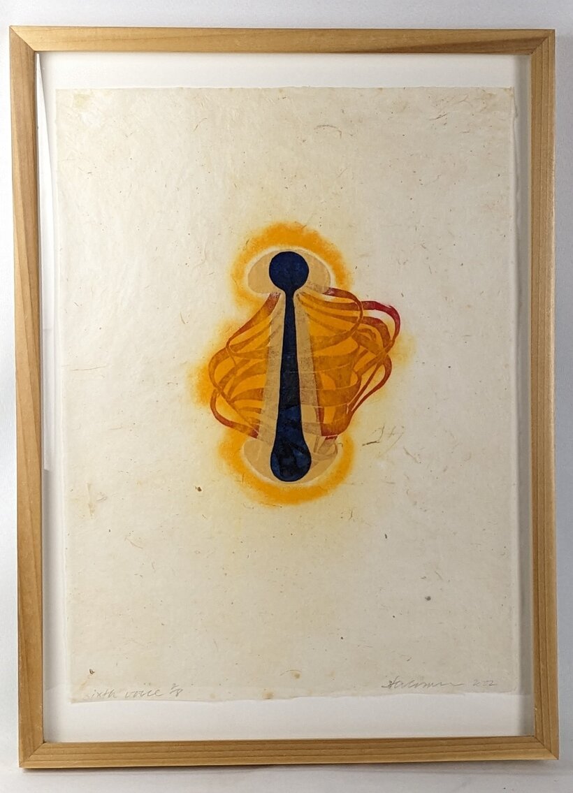 Steven Sorman: "Sixth Voice" Signed LE 2002 Woodcut with Hand Painting #2/8, Framed