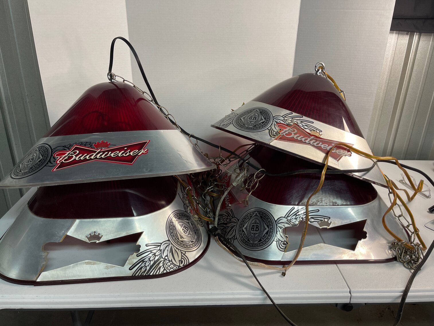 4 Red Square Budweiser Hanging Lamps